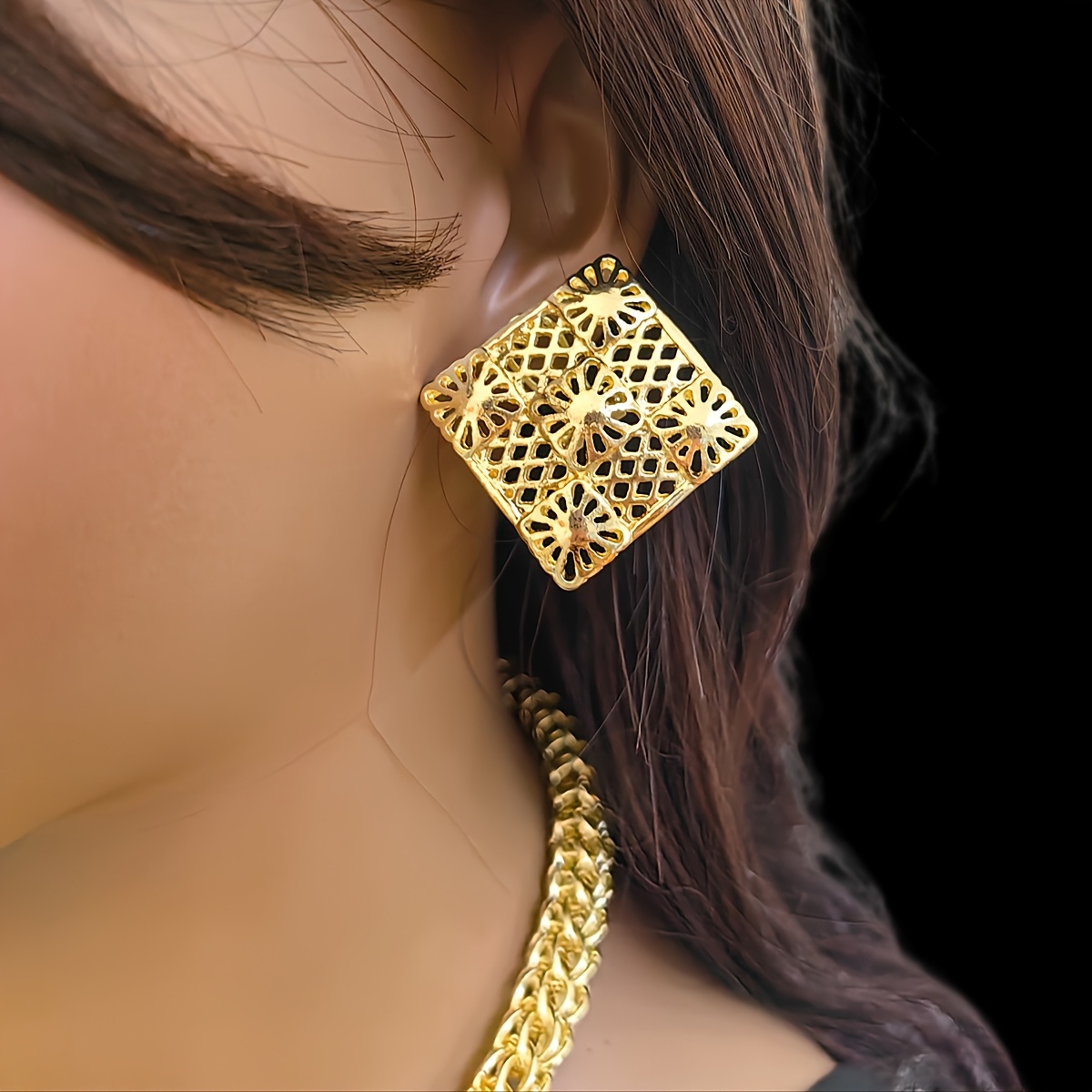 Rhinestone Embellished Alloy Exaggerated Jewelry Set